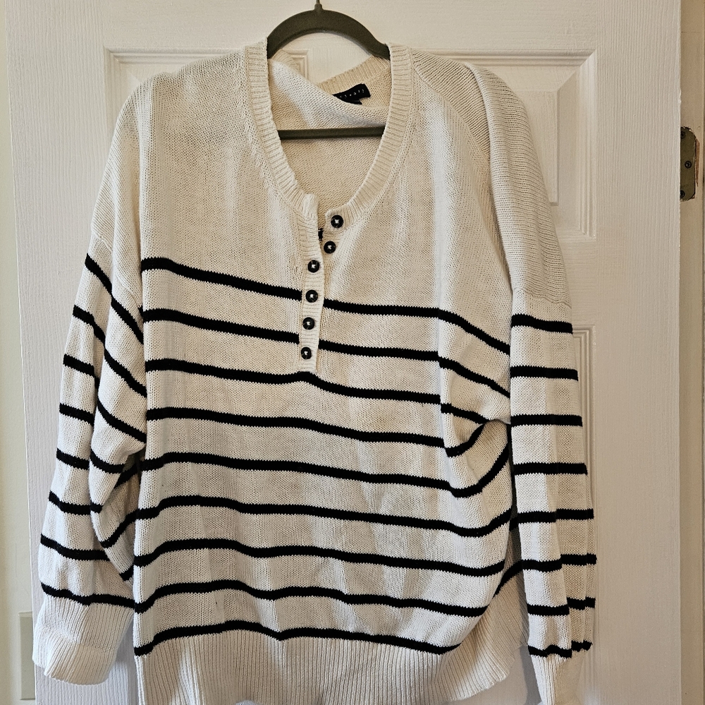 Sanctuary Striped Sweater - Black and White size 3X